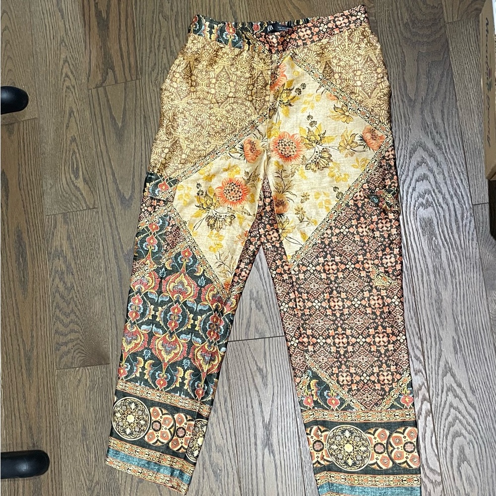 Zara Multicolor Floral Patchwork Pants